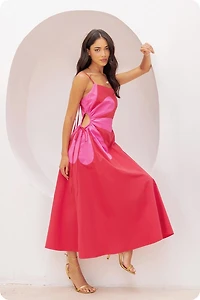 Sleeveless Side Cutout Flower Maxi Dress