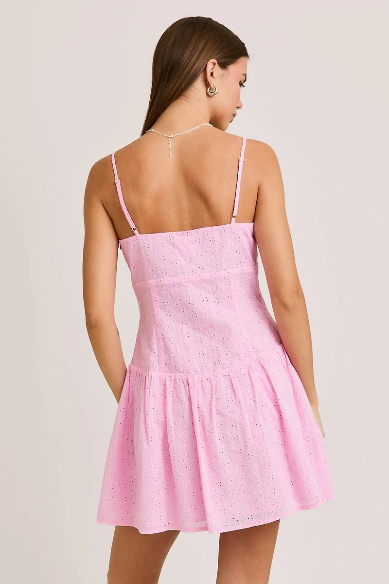 Pink Drop Waist Mini Dress