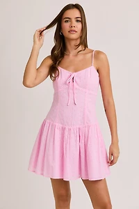 Pink Drop Waist Mini Dress
