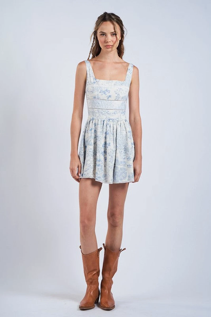 Blue Lace Trim Dress