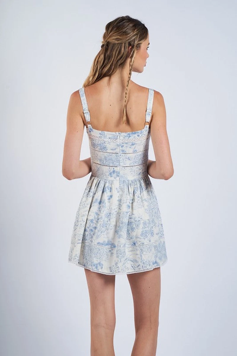 Blue Lace Trim Dress