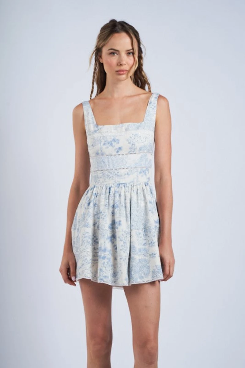 Blue Lace Trim Dress