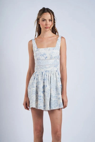 Blue Lace Trim Dress