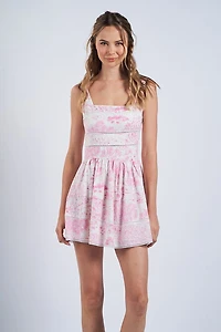 Pink Lace Trim Dress