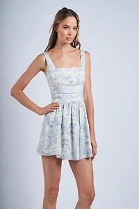 Blue Lace Trim Dress