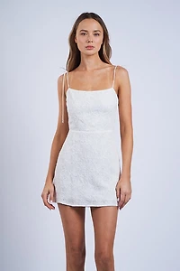 White Eyelet Tie Strap Dress