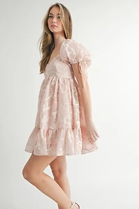 Pink Bow Embroidered Mini Dress