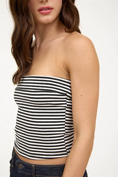 Strapless Black Stripe Top