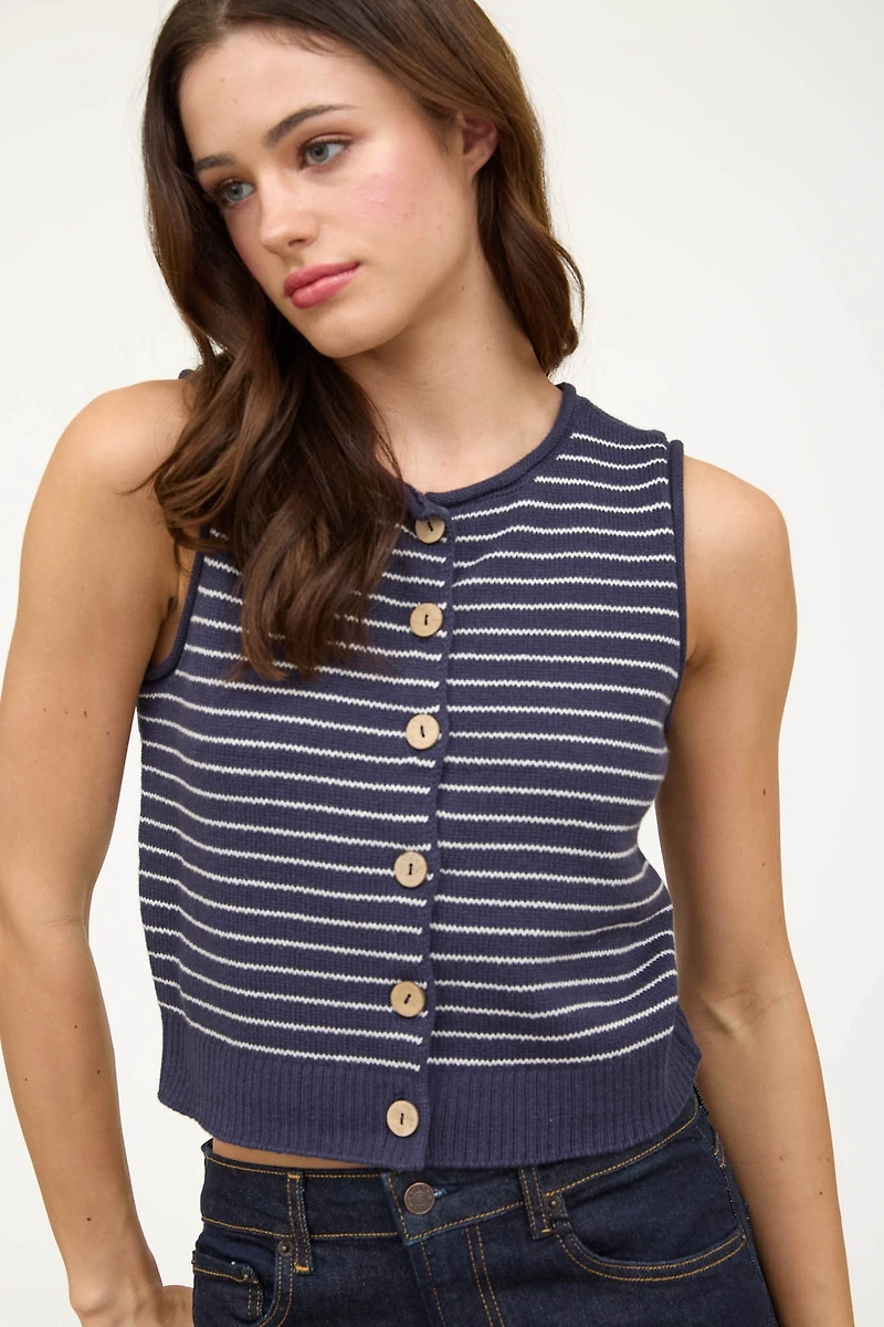 Navy Stripe Button Down