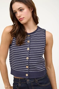 Navy Stripe Button Down
