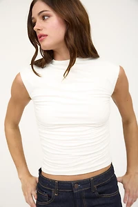 White Neck Scrunch Top