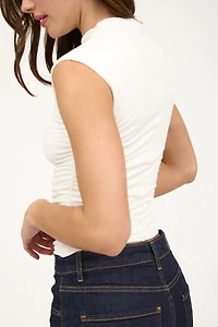 White Neck Scrunch Top