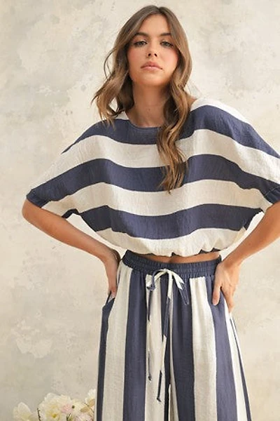 Wide Stripe Boat Neck Top