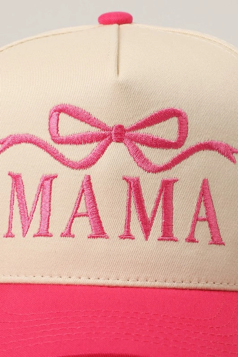 MAMA Bow Trucker Hat/ Pink