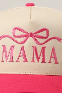MAMA Bow Trucker Hat/ Pink