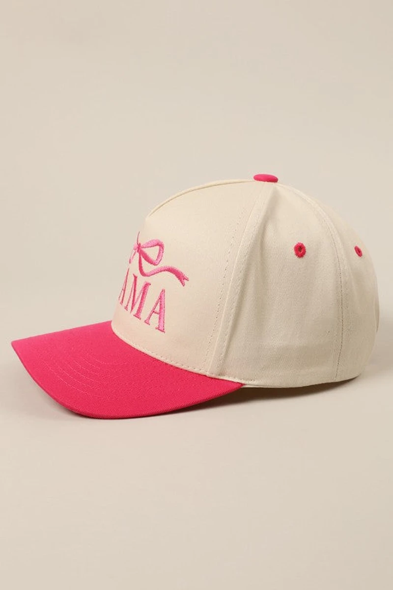 MAMA Bow Trucker Hat/ Pink