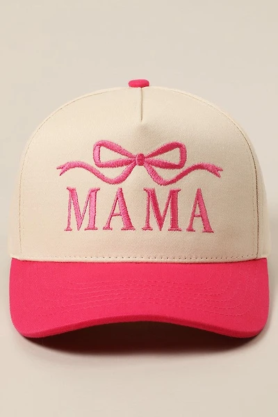MAMA Bow Trucker Hat/ Pink
