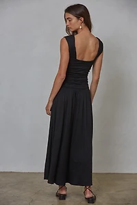 Black Ruched Maxi Dress