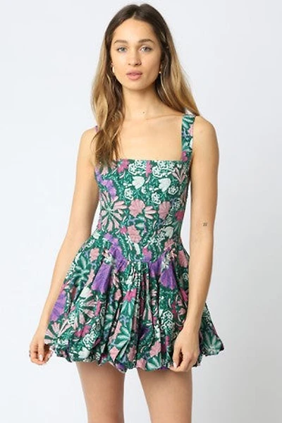 Green Bubble Floral Dress