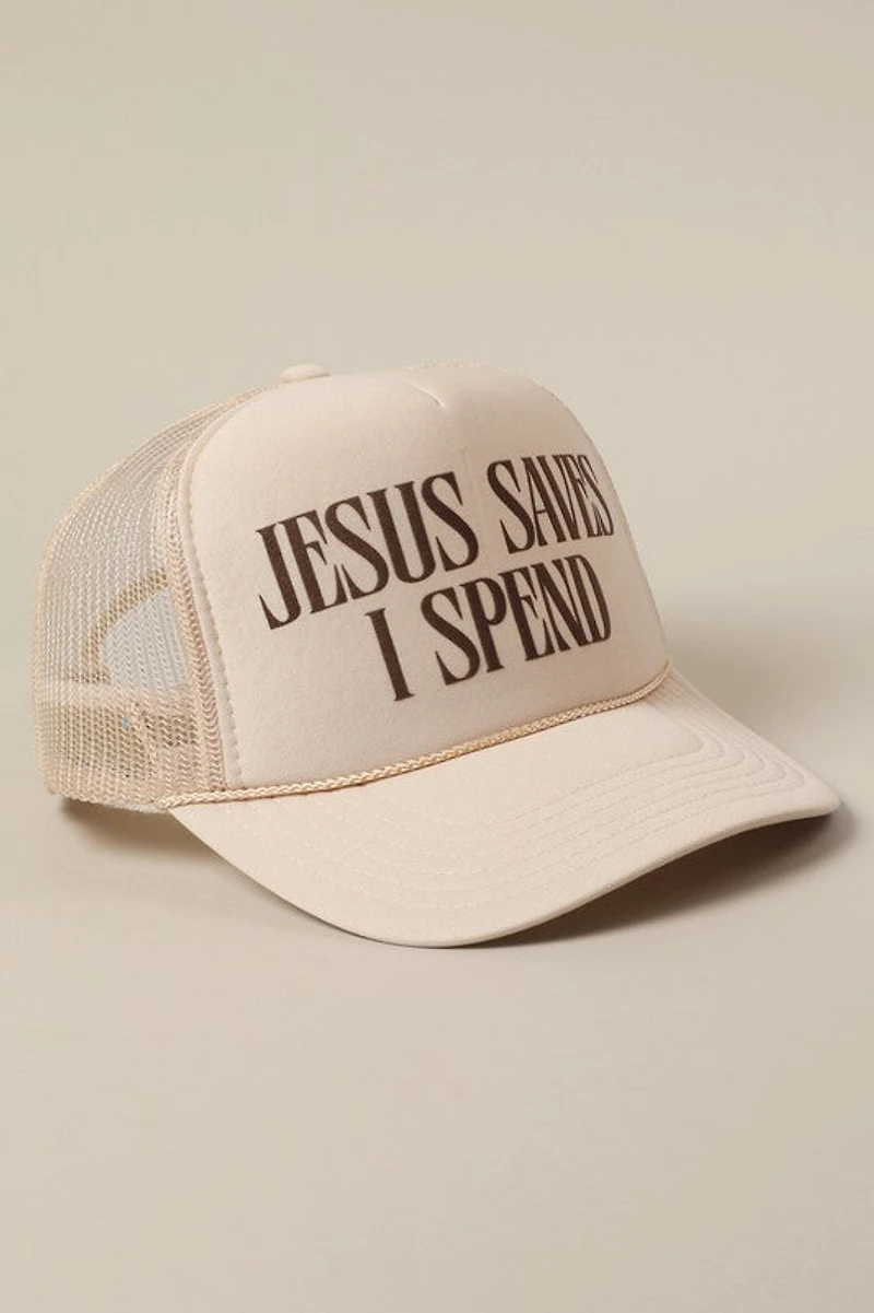 Jesus Saves Hat/ Beige