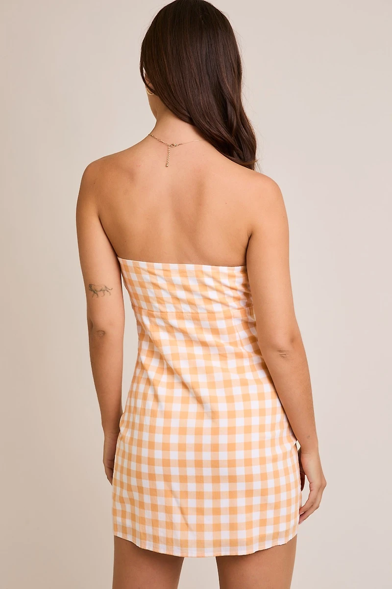 Orange & White Gingham Dress