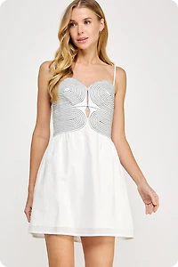White Stitch Mini Dress