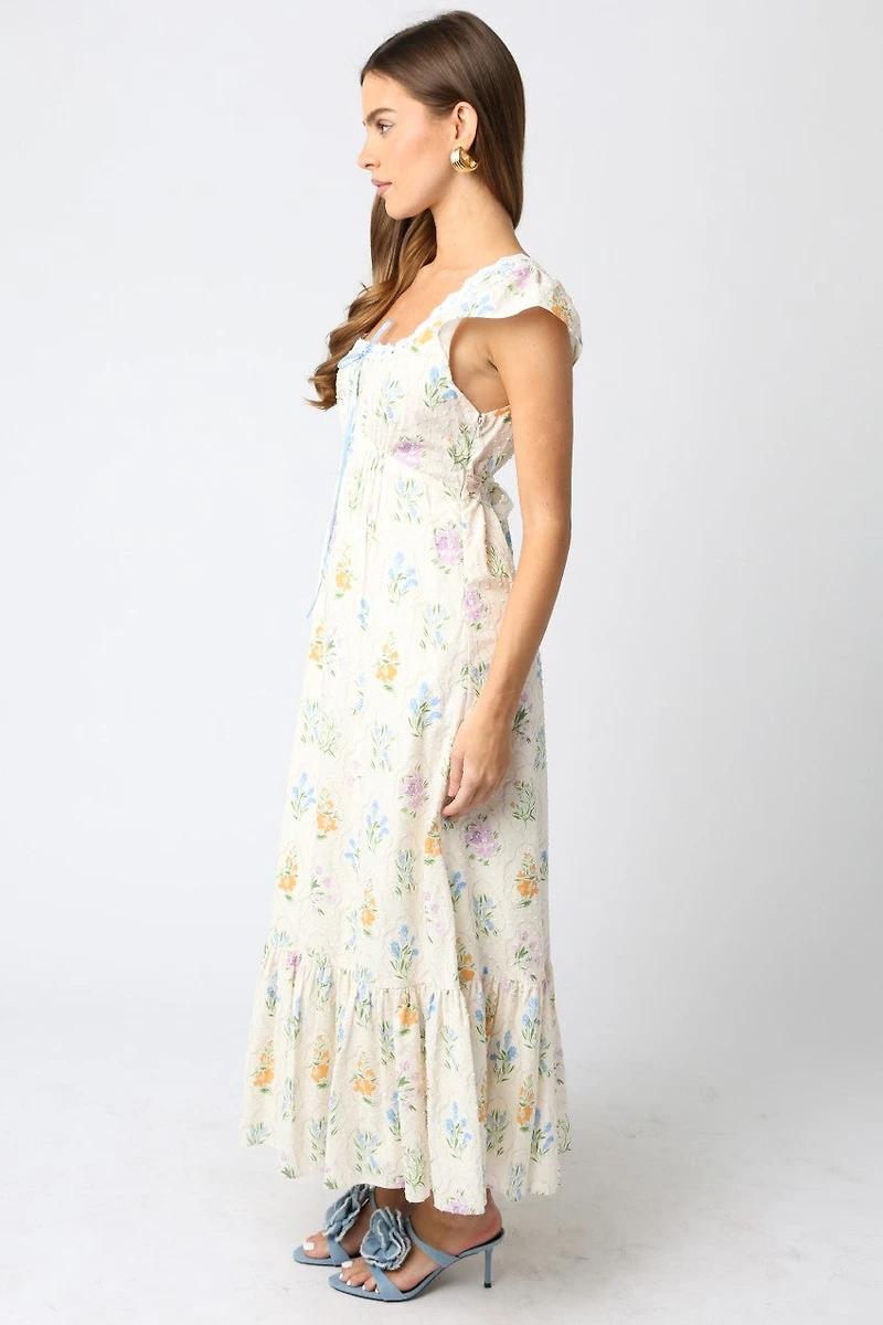 Cream Floral Maxi Dress