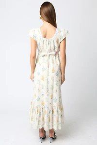 Cream Floral Maxi Dress