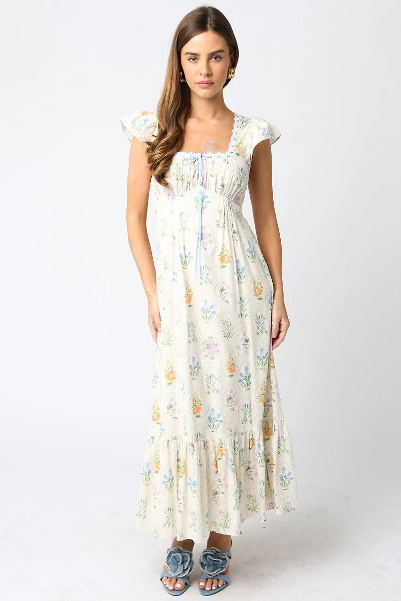 Cream Floral Maxi Dress