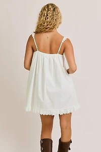 White Lace Ruffle Dress