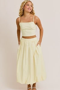 White & Yellow Stripe Top Skirt Set