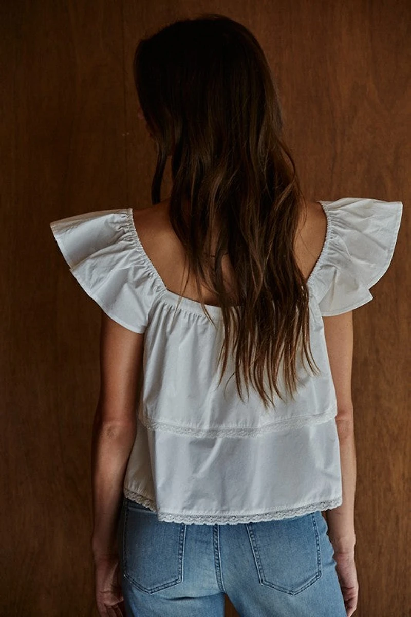 White Zira Button Down Top