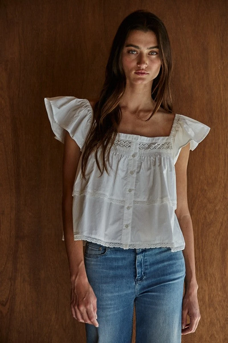 White Zira Button Down Top