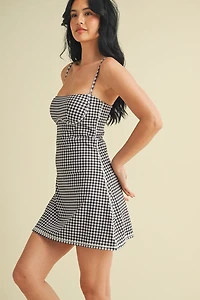 Gingham Print Sweetheart Dress
