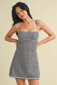 Gingham Print Sweetheart Dress