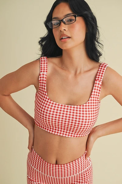 Red Gingham Print Bra Top