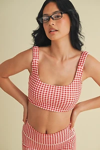 Red Gingham Print Bra Top