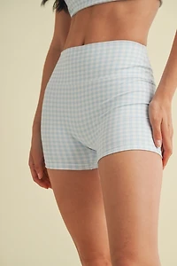 Blue Gingham Mini Shorts