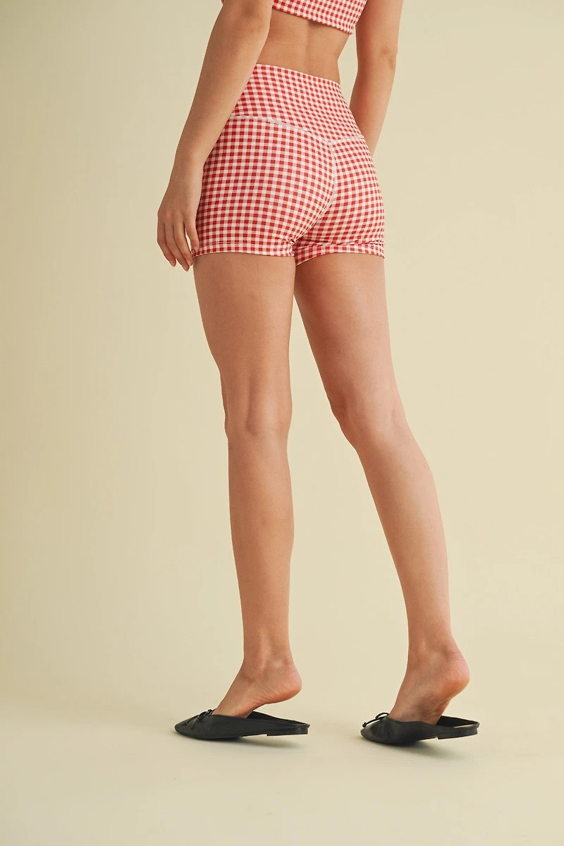 Red Gingham Mini Shorts
