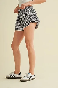 Black Gingham Print On Point Shorts