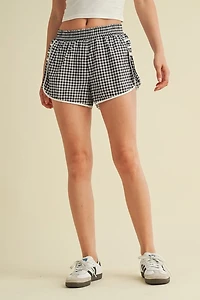 Black Gingham Print On Point Shorts