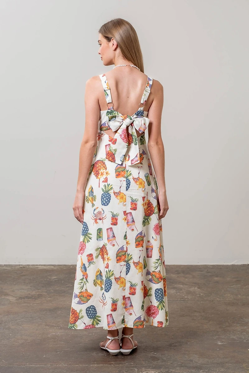 Tropical Print Midi Dress
