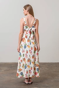 Tropical Print Midi Dress