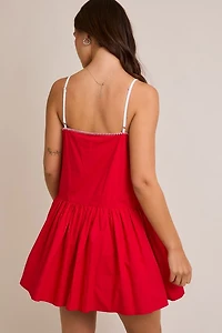 Red & White Poplin Mini Dress