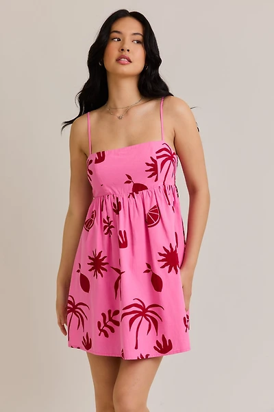 Pink Tropical Babydoll Dress