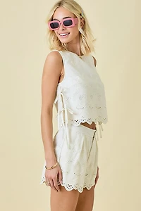 Sleeveless Linen Embroidered Top