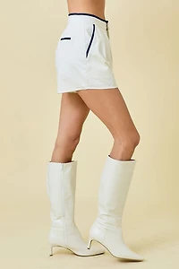 Ivory Contrast Binding Shorts