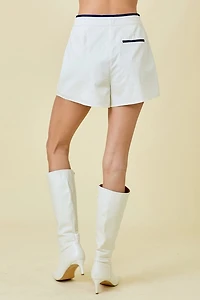 Ivory Contrast Binding Shorts