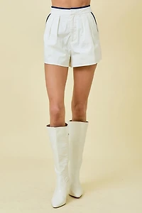 Ivory Contrast Binding Shorts