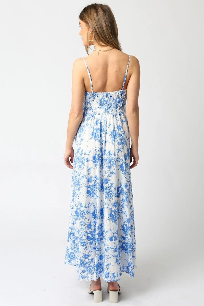Blue & White Erica Floral Maxi